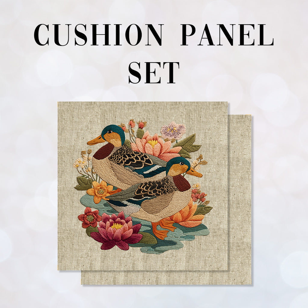 CUSHION Panel SET Ducks on Linen CS-1058-SET