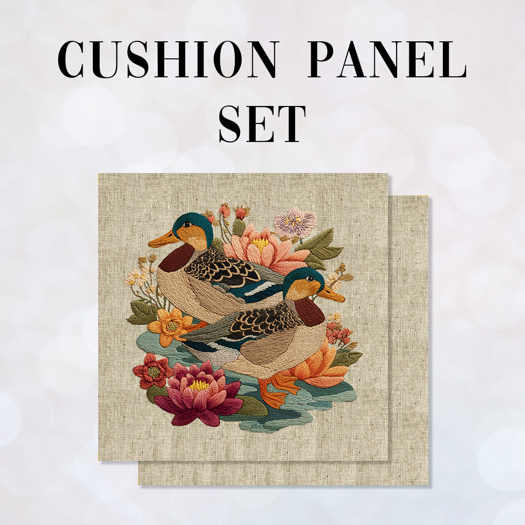 CUSHION Panel SET Ducks on Linen CS-1058-SET