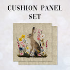 CUSHION Panel SET Hare on Linen CS-1061-SET