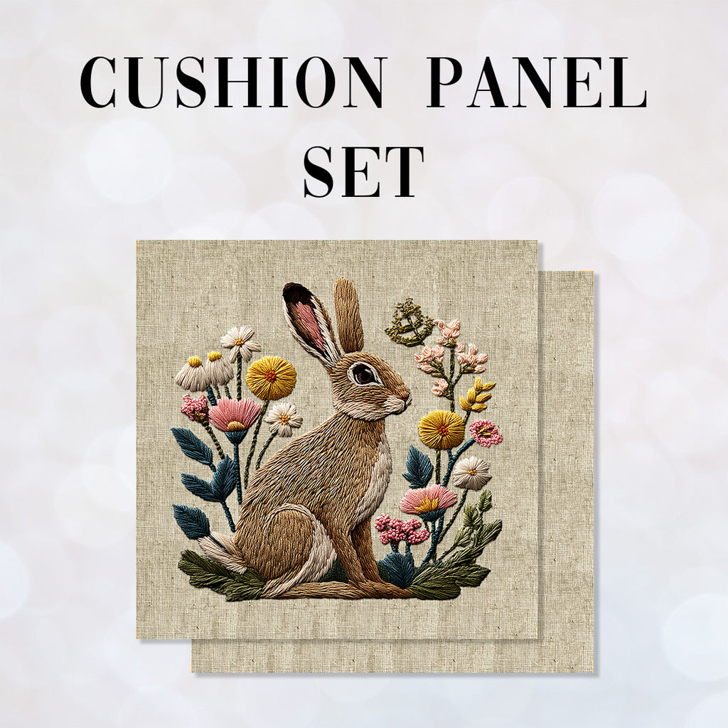 CUSHION Panel SET Hare on Linen CS-1062-SET