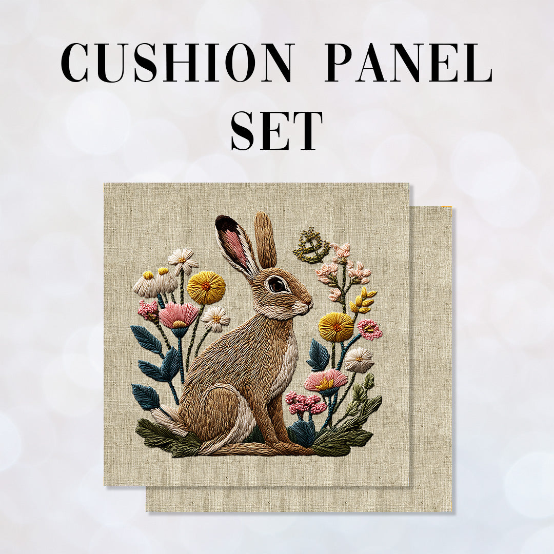 CUSHION Panel SET Hare on Linen CS-1062-SET