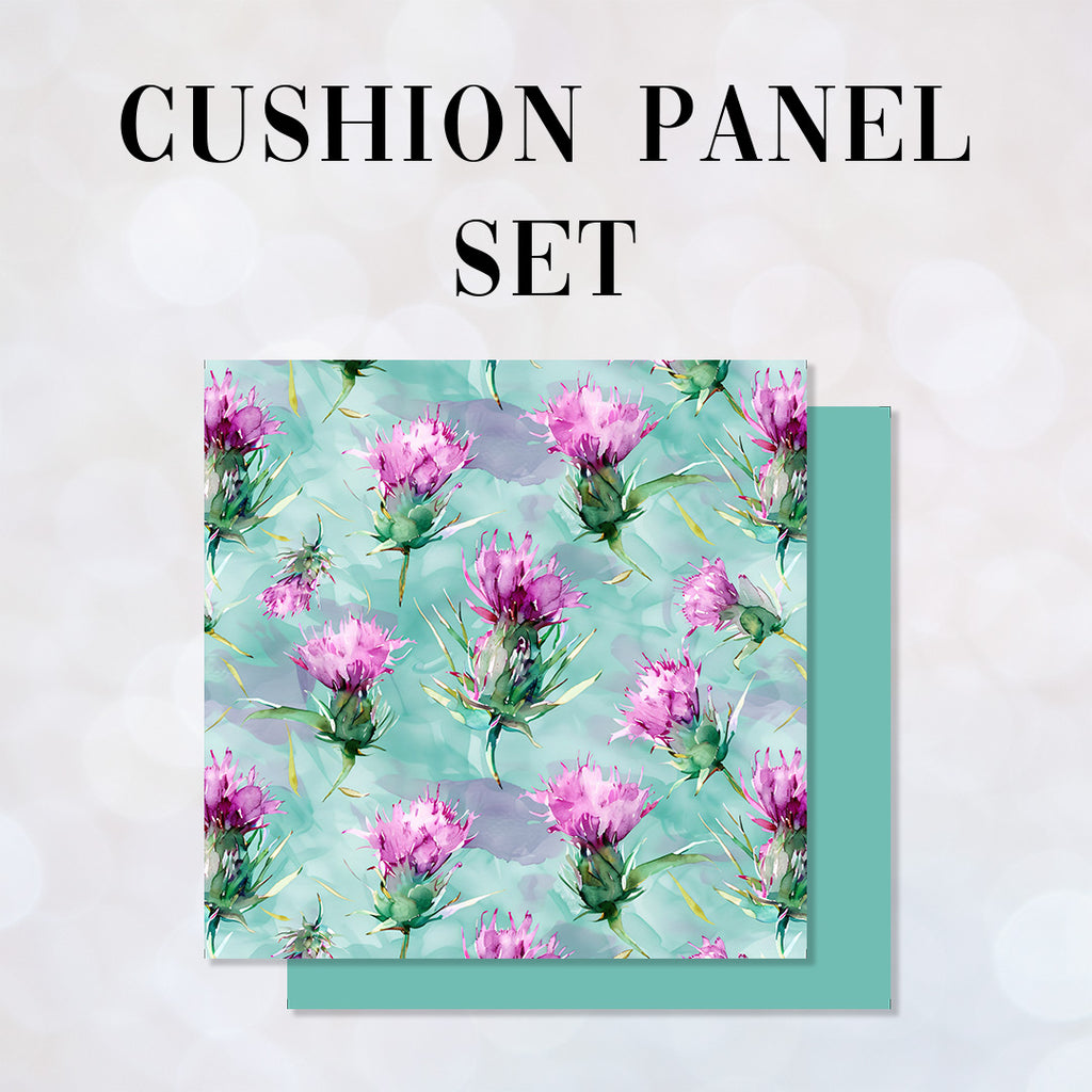 CUSHION Panel SET Thistles on Mint CS-13-SET