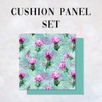 CUSHION Panel SET Thistles on Mint CS-13-SET