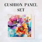CUSHION Panel SET Abstract Ink Flowers 9 CS-145-SET