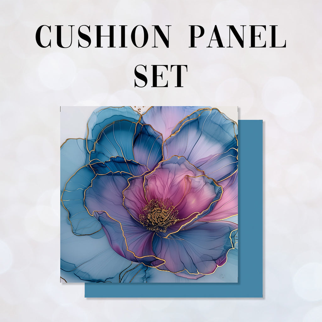 CUSHION Panel SET Abstract Ink Flowers 4 CS-147-SET