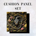 CUSHION Panel SET Faux Embroidery Snake and Roses CS-188-SET
