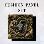 CUSHION Panel SET Faux Embroidery Snake and Roses CS-188-SET