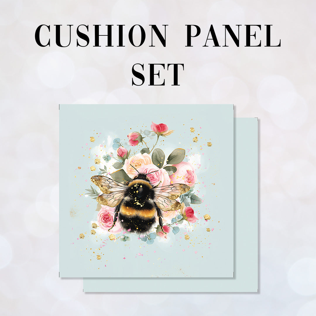 CUSHION Panel SET Shabby Chic Floral Bee CS-355-SET