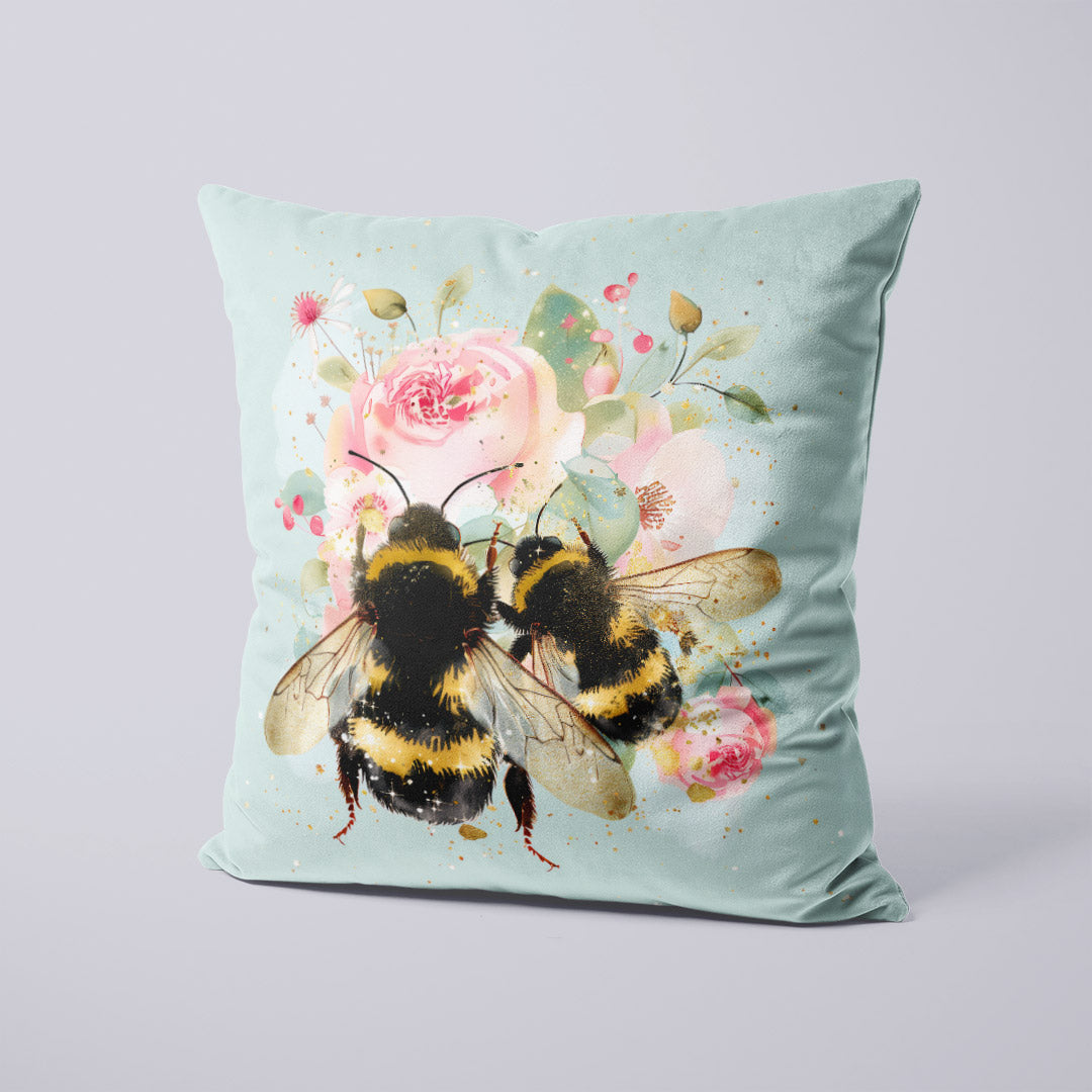CUSHION Panel SET Shabby Chic Floral Bees CS-359-SET