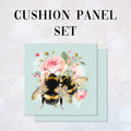 CUSHION Panel SET Shabby Chic Floral Bees CS-359-SET