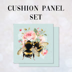 CUSHION Panel SET Shabby Chic Floral Bees CS-359-SET