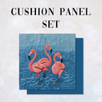 CUSHION Panel SET Faux Embroidery Flamingos CS-365-SET