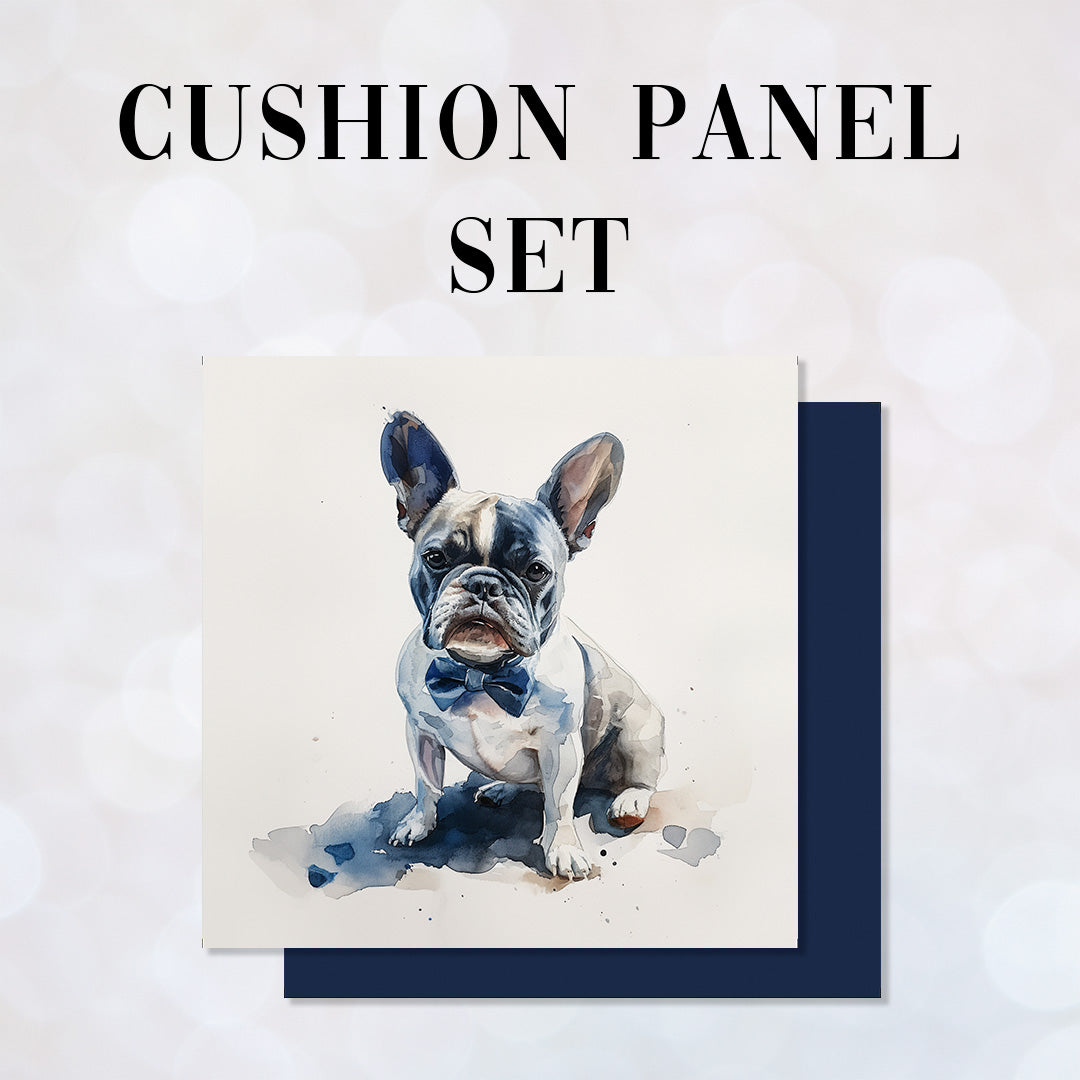 CUSHION Panel SET French Bulldog with Bow CS-401-SET