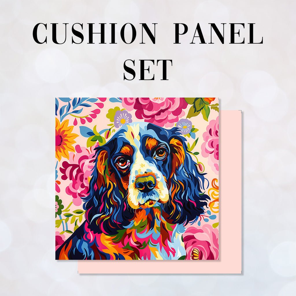 CUSHION Panel SET Colourful Spaniel CS-402-SET