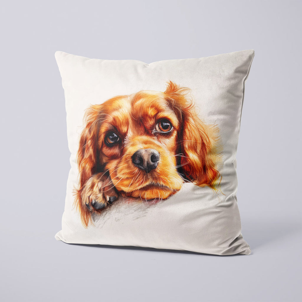 CUSHION Panel SET Cute Ruby Cavalier Spaniel CS-406-SET