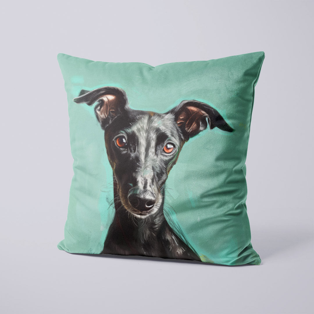 CUSHION Panel SET Black Greyhound on Mint CS-410-SET
