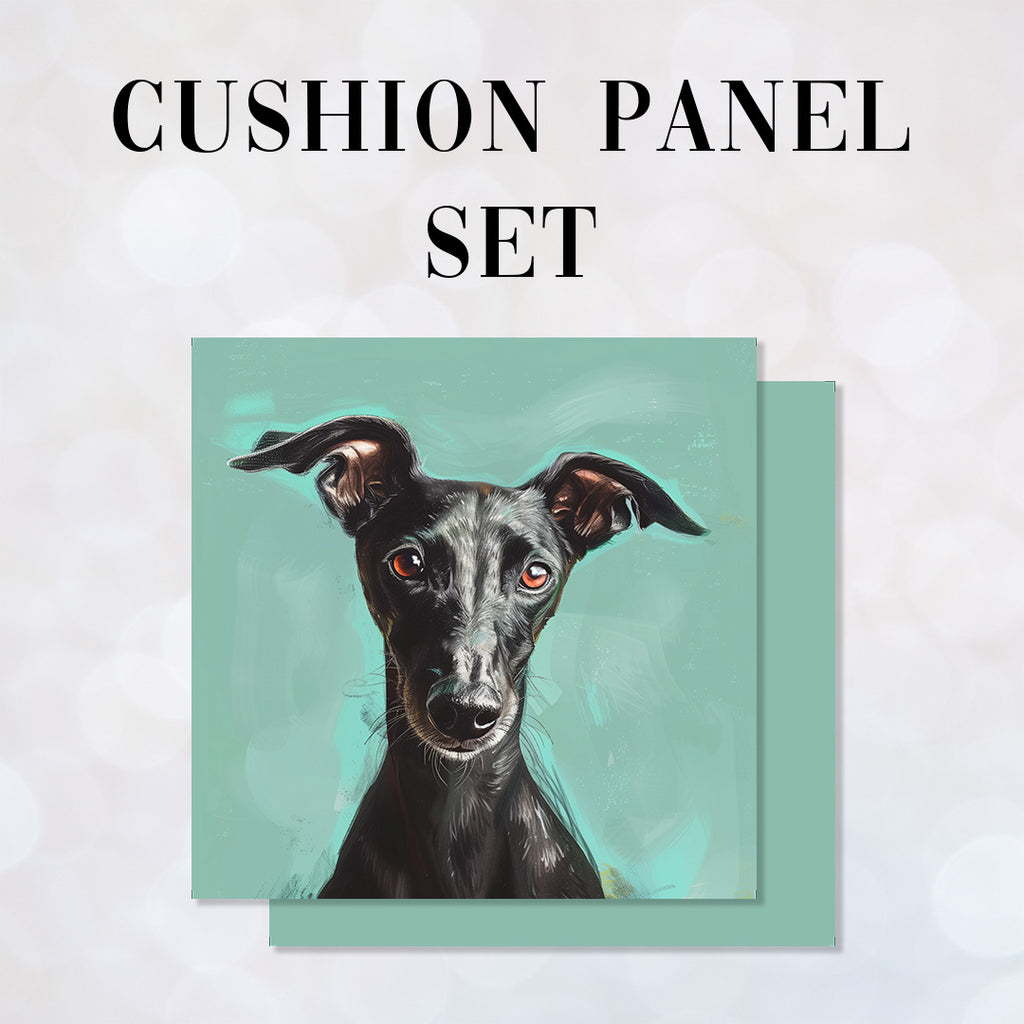 CUSHION Panel SET Black Greyhound on Mint CS-410-SET