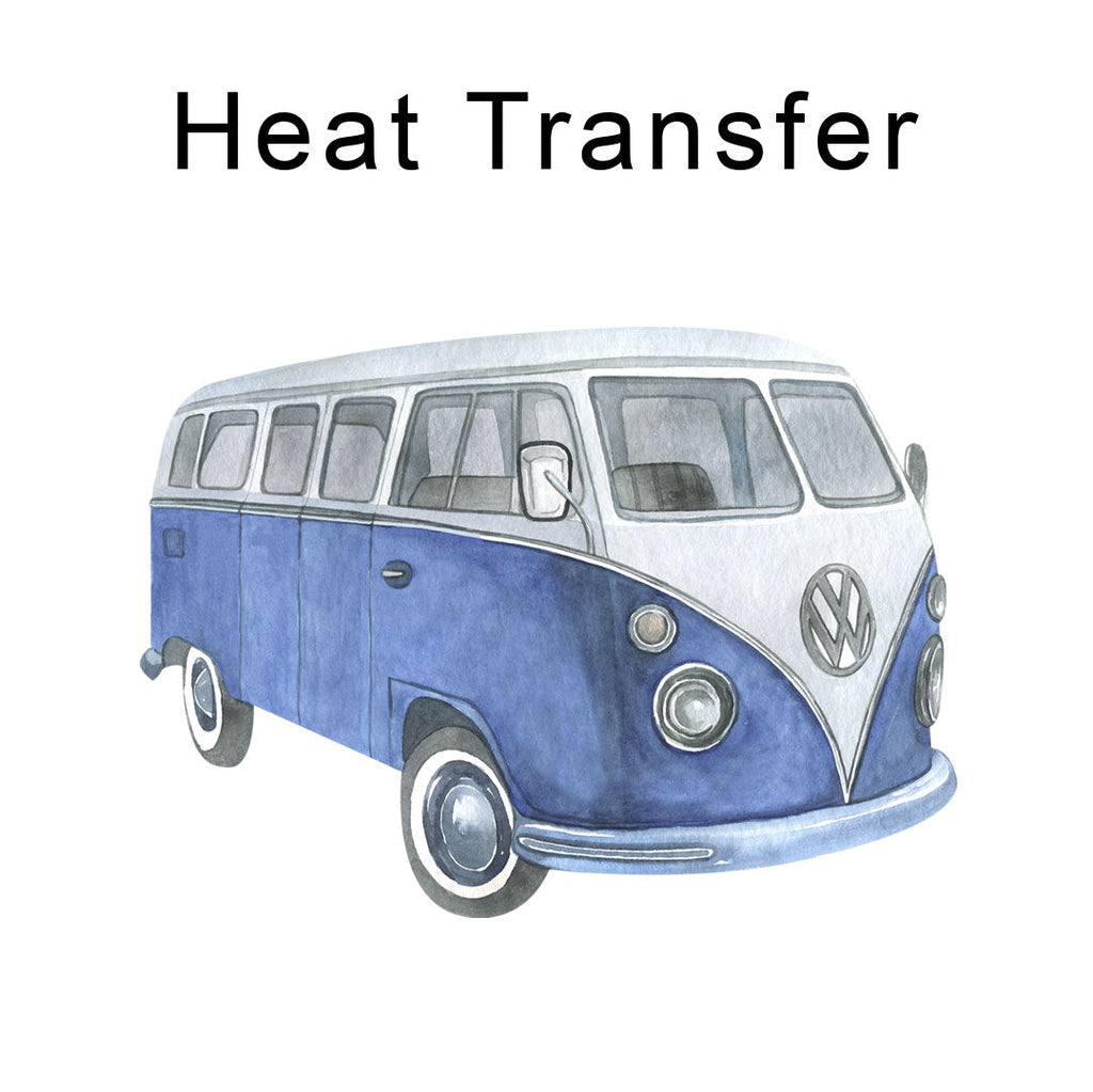 Blue Campervan Iron on fabric heat transfer DTF-3