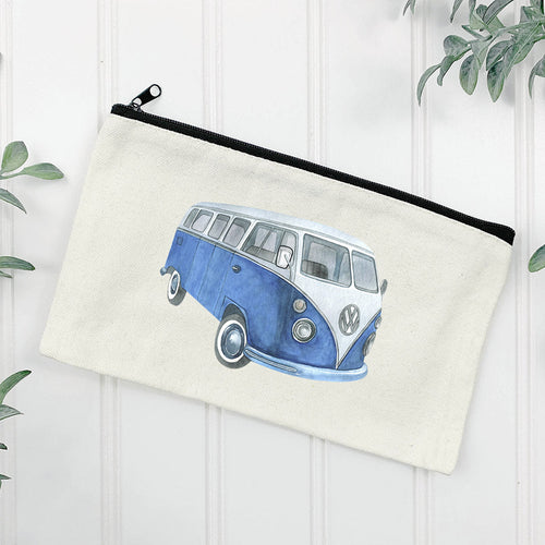 Blue Campervan Iron on fabric heat transfer DTF-3
