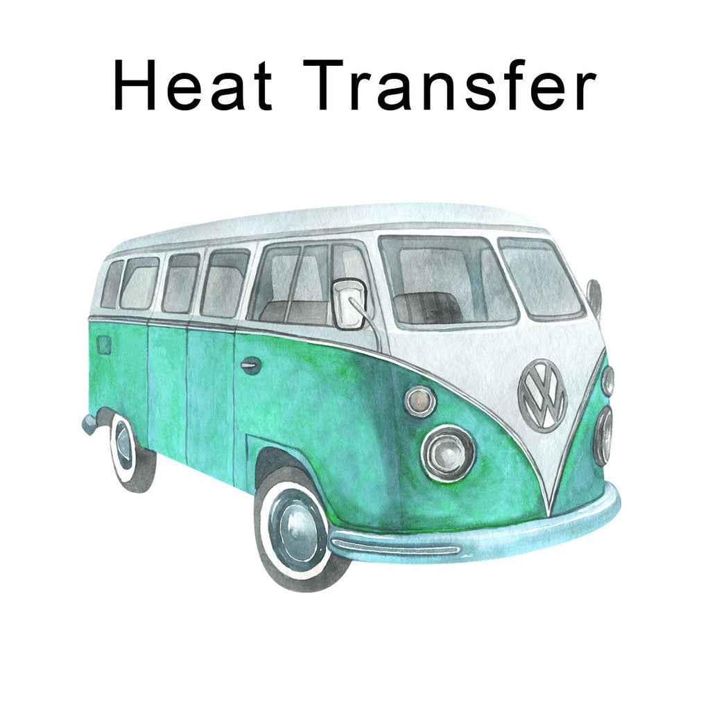 Green Campervan Iron on fabric heat transfer DTF-2