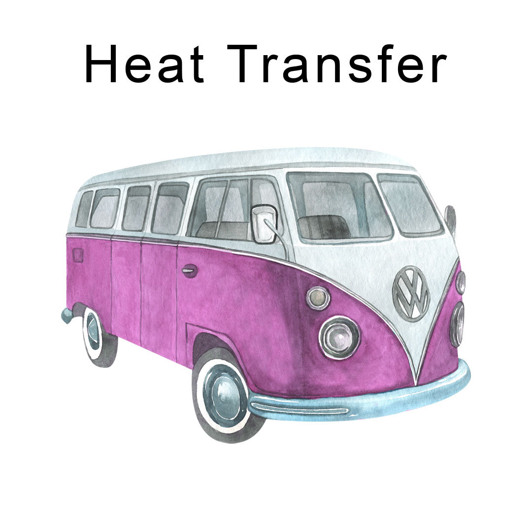 Pink Campervan Iron on fabric heat transfer DTF-1