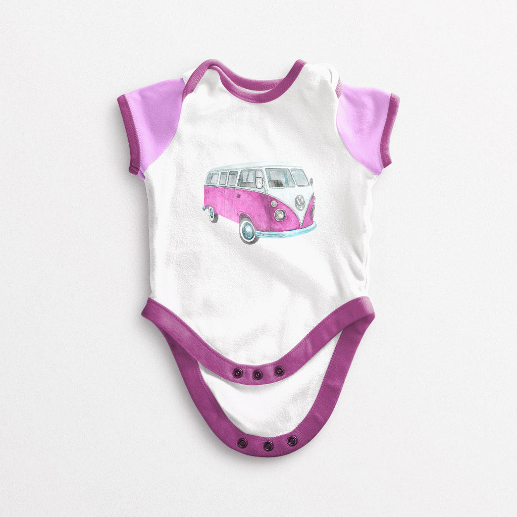 Pink Campervan Iron on fabric heat transfer DTF-1