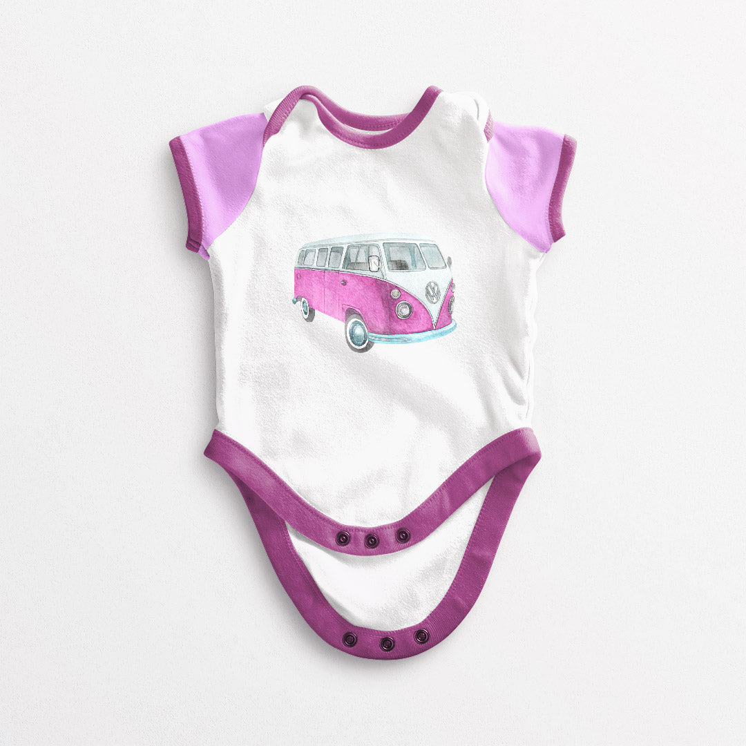Pink Campervan Iron on fabric heat transfer DTF-1