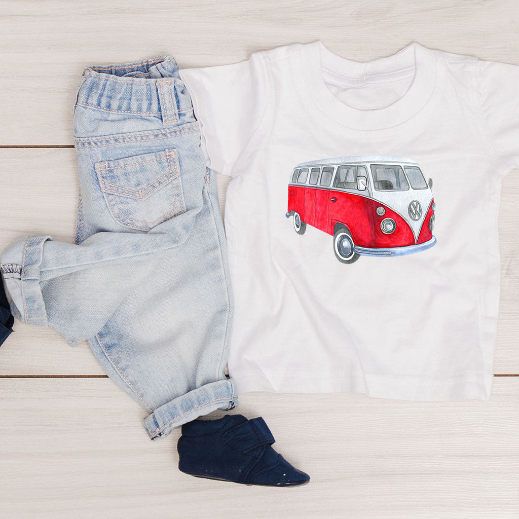 Red Campervan Iron on fabric heat transfer DTF-16