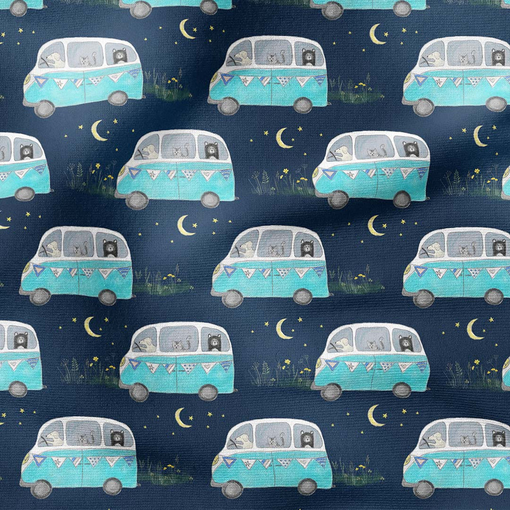 Campervan Adventure Navy Fabric
