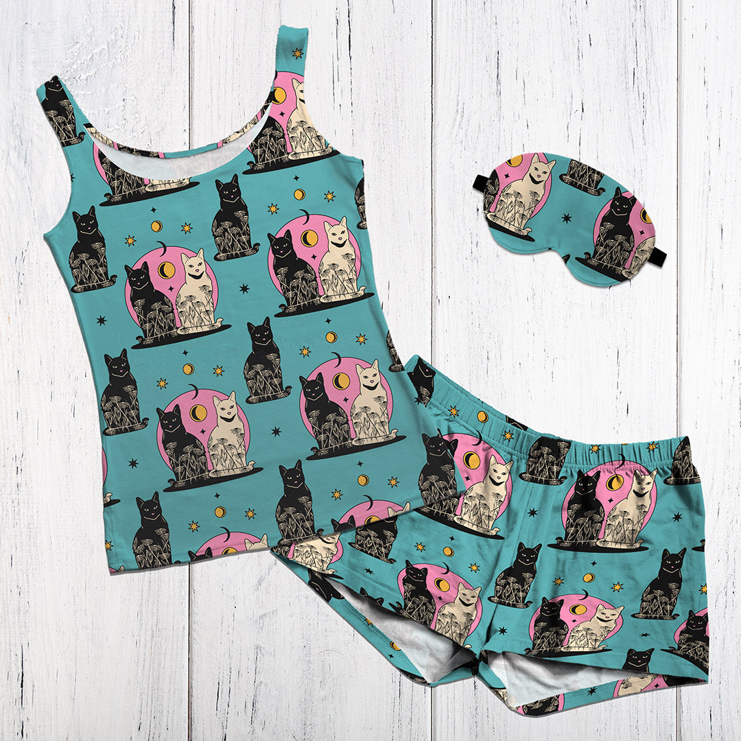 Carpe Noctem Cat Blue Fabric