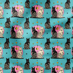 Carpe Noctem Cat Blue Fabric