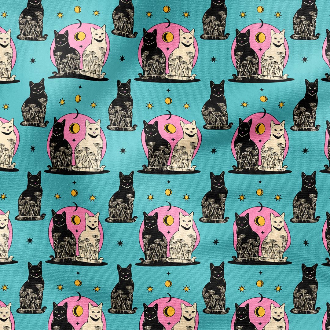 Carpe Noctem Cat Blue Fabric