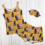 Carpe Noctem Cat Mustard Fabric