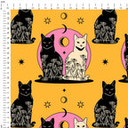 Carpe Noctem Cat Mustard Fabric