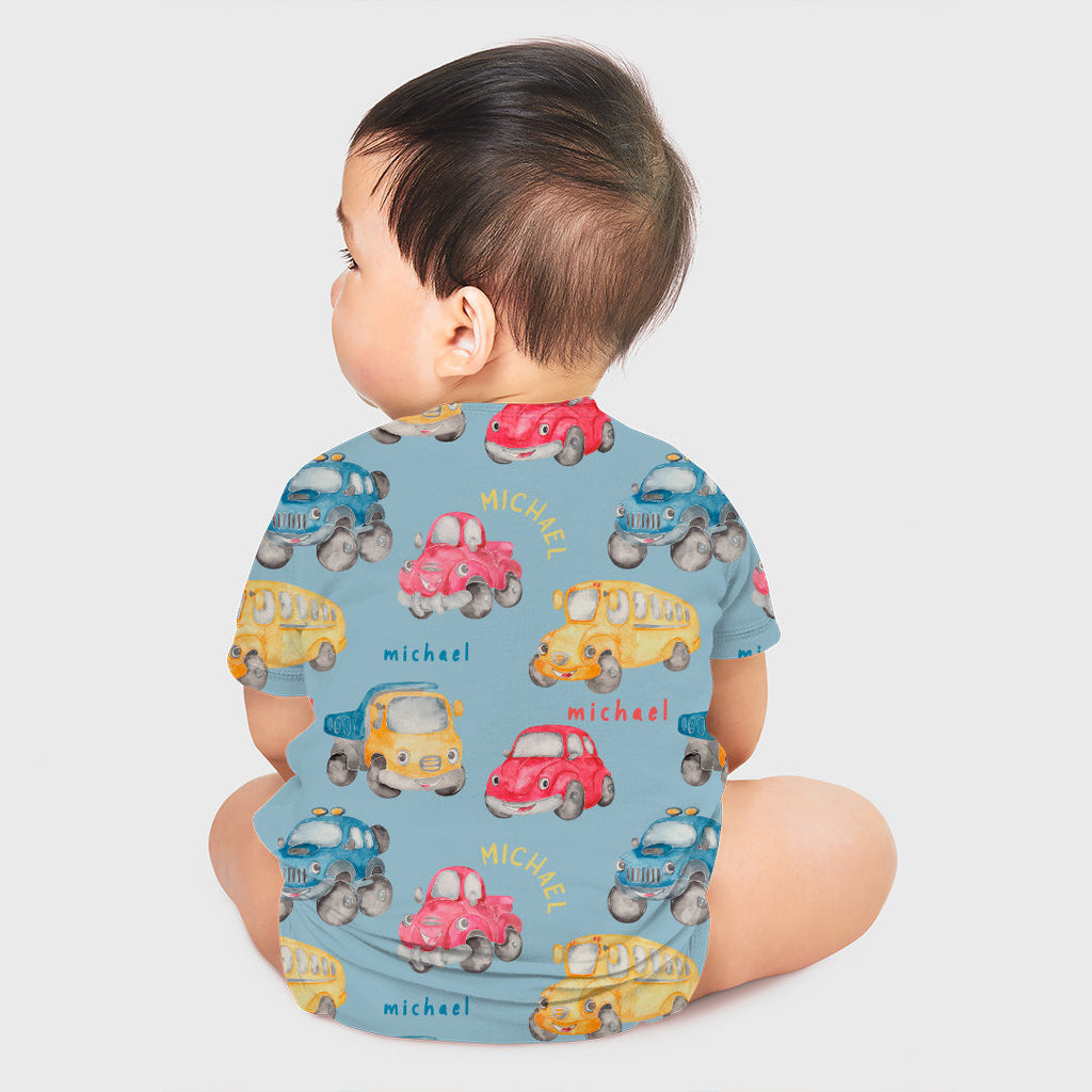 Personalised Blue Cars Fabric