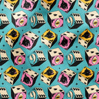 Cat Dice Blue Fabric