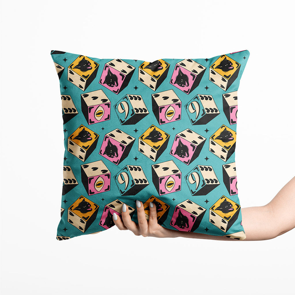 Cat Dice Blue Fabric