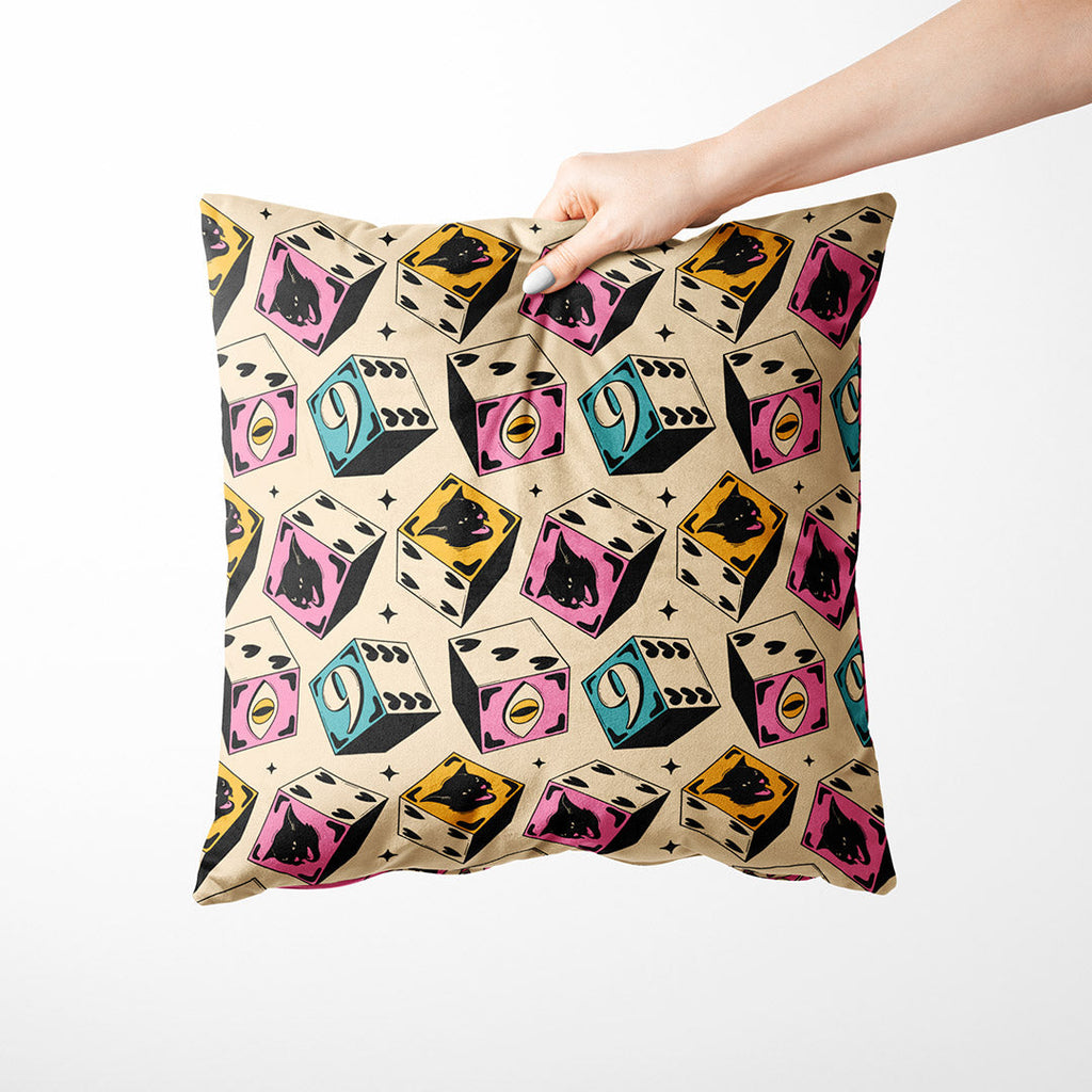 Cat Dice Cream Fabric
