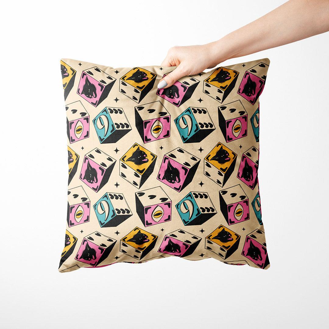 Cat Dice Cream Fabric
