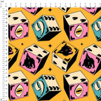 Cat Dice Mustard Fabric