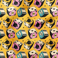 Cat Dice Mustard Fabric