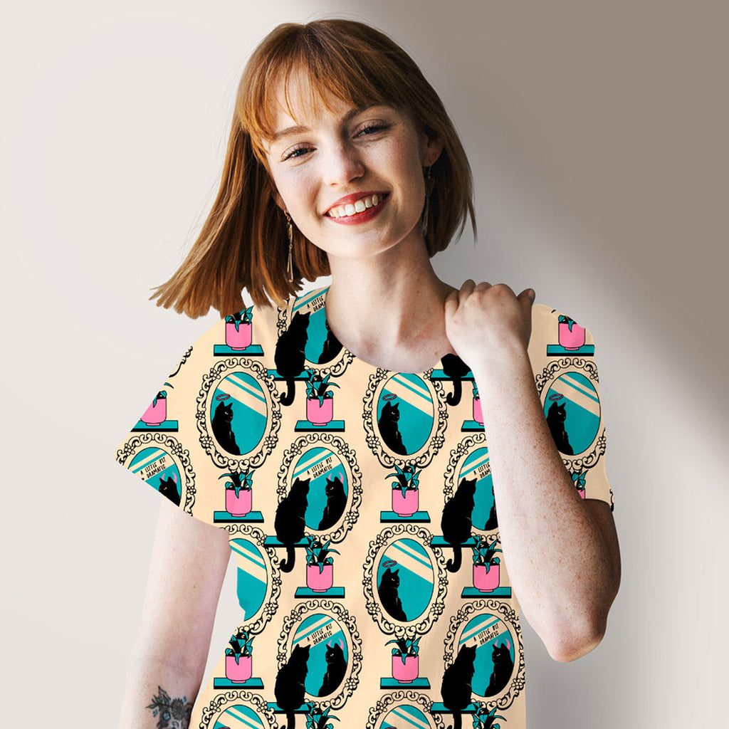 Cat Mirror Cream Fabric