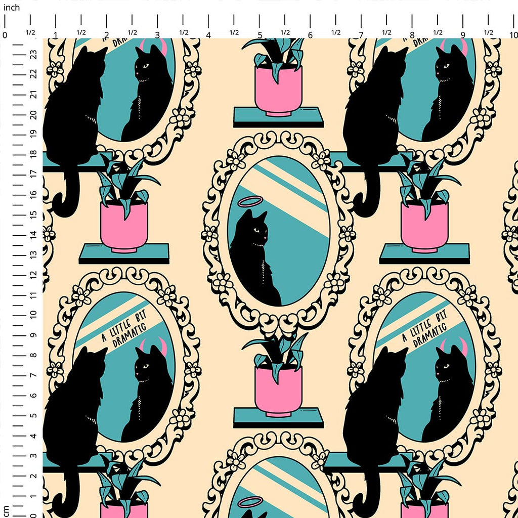 Cat Mirror Cream Fabric