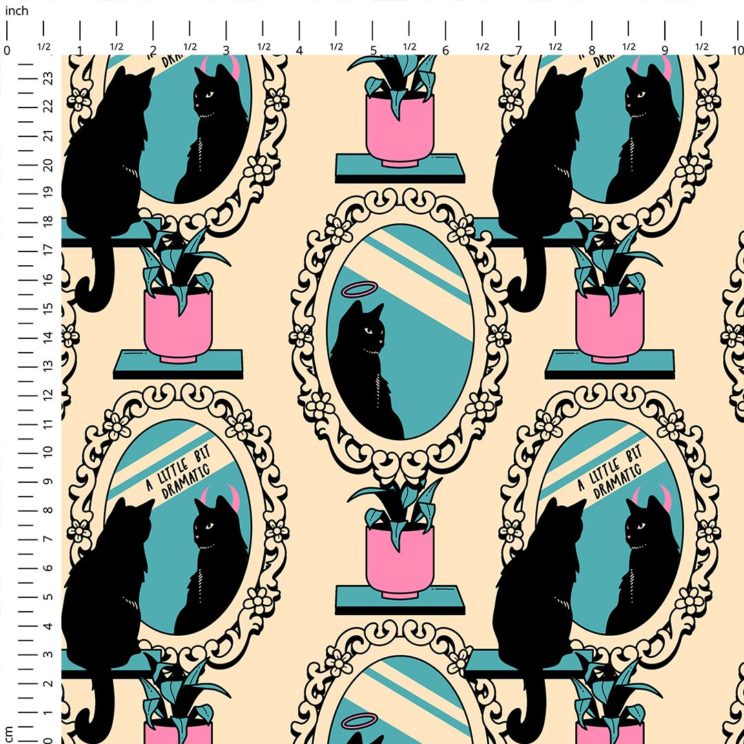 Cat Mirror Cream Fabric