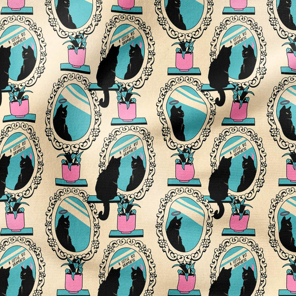 Cat Mirror Cream Fabric