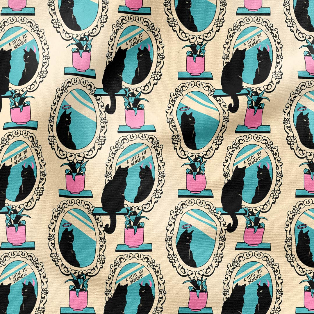 Cat Mirror Cream Fabric