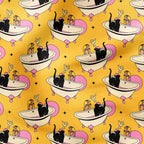 Cat Spa Mustard Fabric