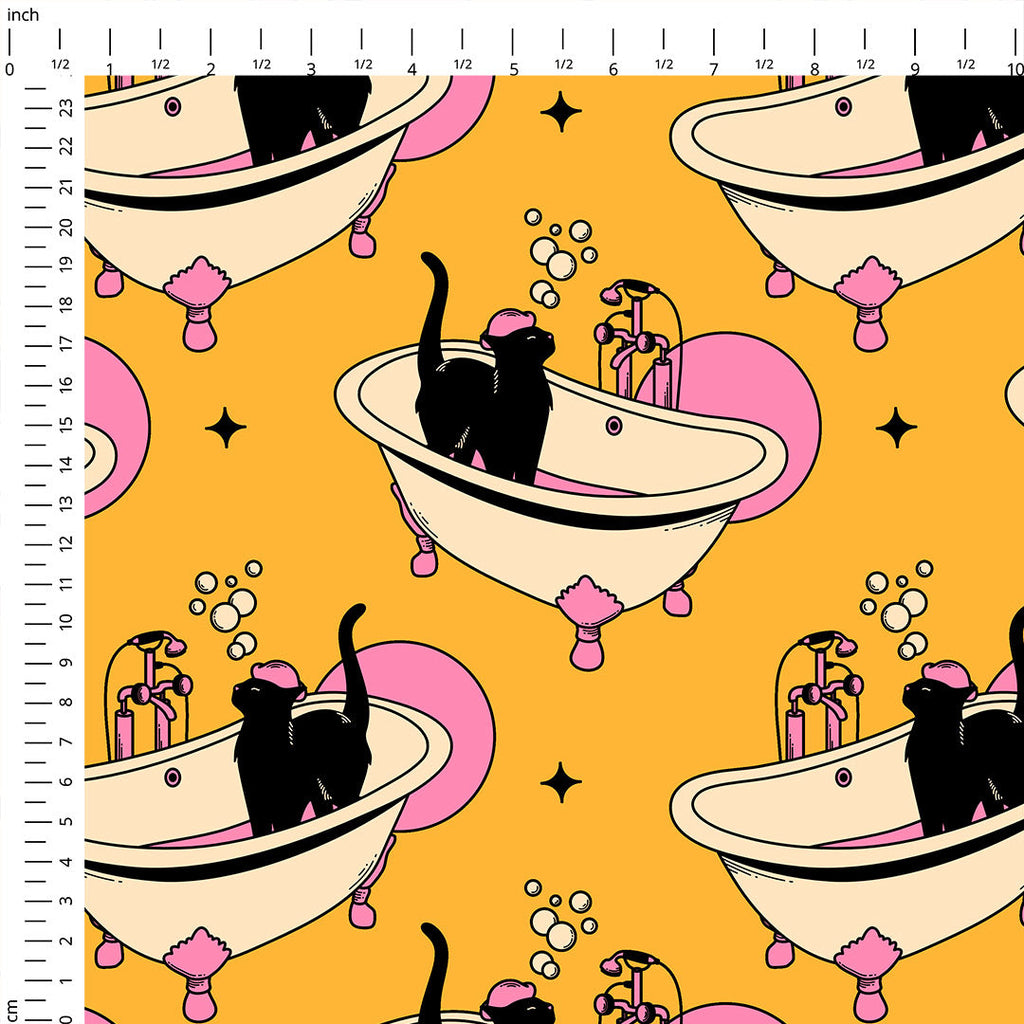 Cat Spa Mustard Fabric