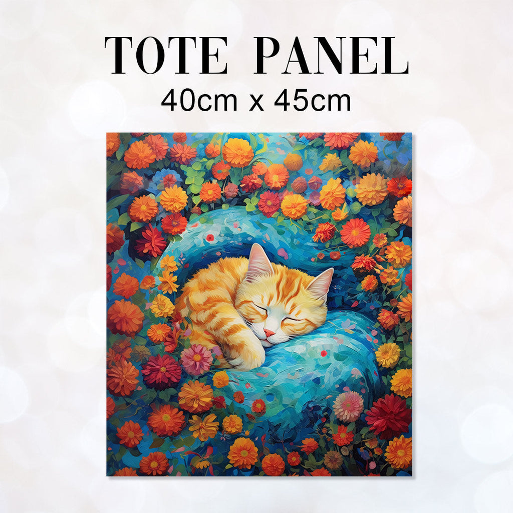 TOTE Cat and Flowers Fabric Bag Panel TP-64