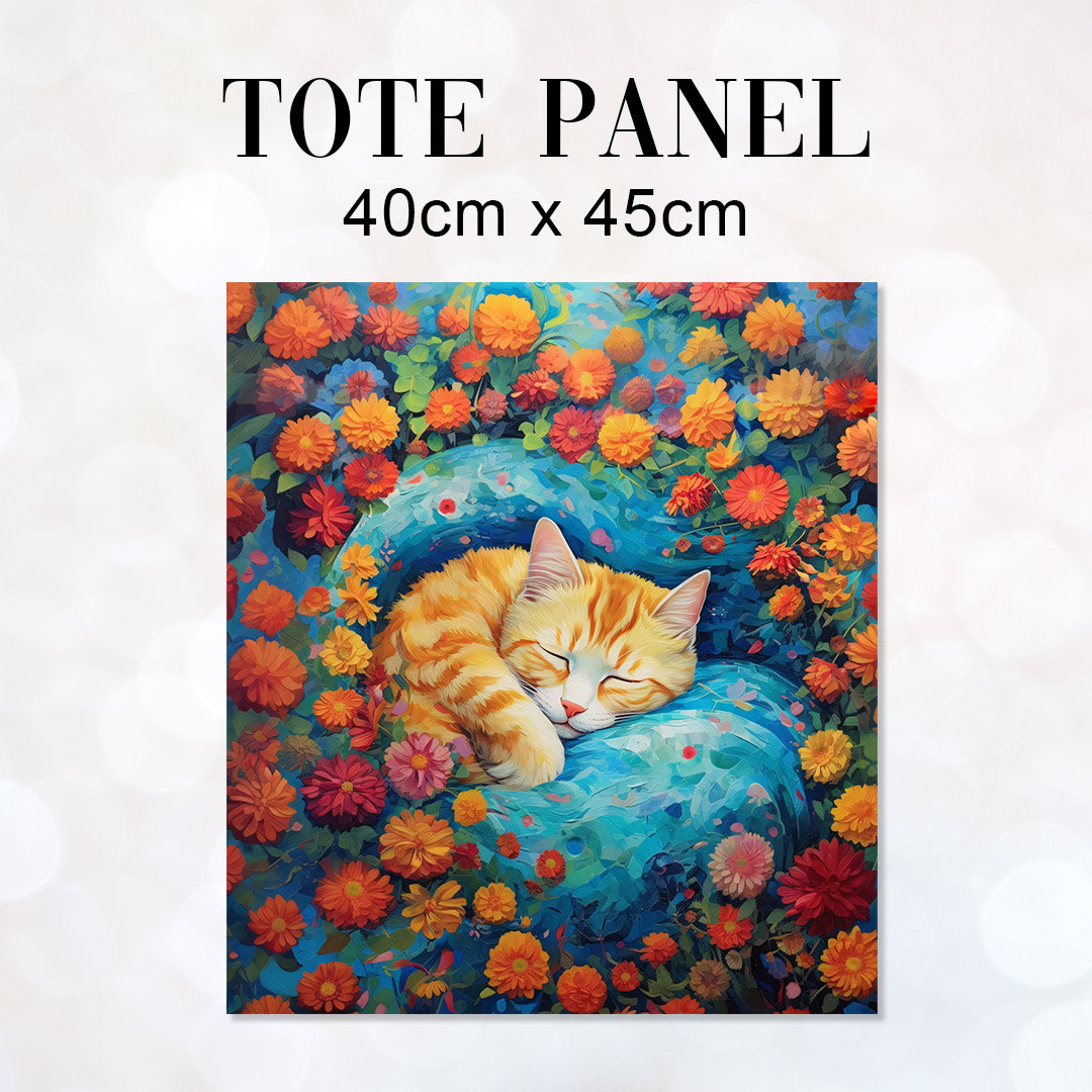 TOTE Cat and Flowers Fabric Bag Panel TP-64